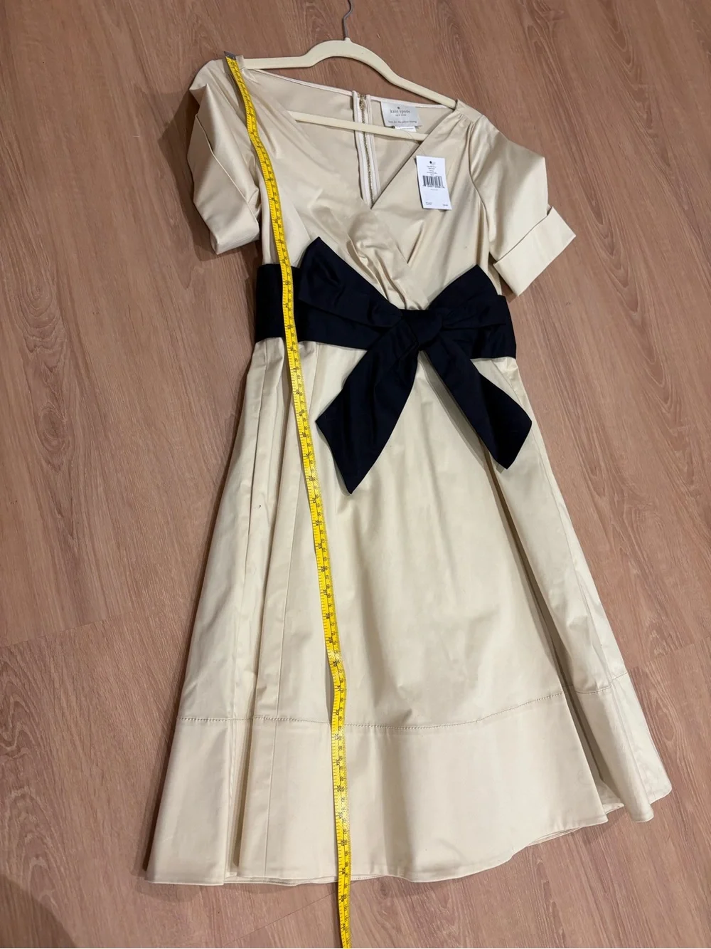 New Kate Spade A-Line Dress with Black Bow Waist